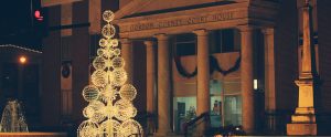 The Gordon County Courthouse is decorated for the Christmas Season in Historic Downtown Calhoun GA